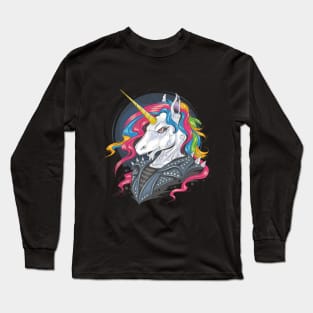 full colour rainbow hair gold unicorn Long Sleeve T-Shirt